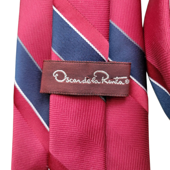 Oscar De La Renta Men All Silk Fabric Woven Tie 3.5" Width 60" Length Excellent - Picture 4 of 4